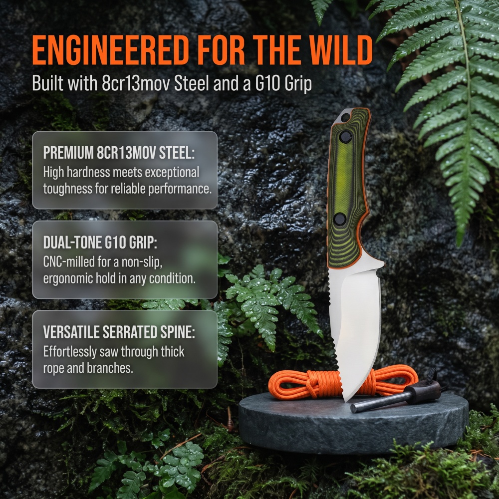15017 Hiking Backpacking Trekk - Bushcraft Knife Fixed 评论和价格